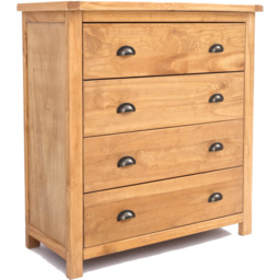 Lugo 4 Drawer Antique Wax Finish Chest of Drawers with Brass Cup Handles - Wood - Wilko - thumbnail 4