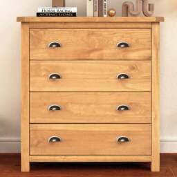 Lugo 4 Drawer Antique Wax Finish Chest of Drawers with Brass Cup Handles - Wood - Wilko