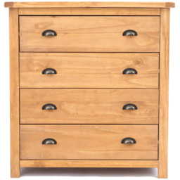 Lugo 4 Drawer Antique Wax Finish Chest of Drawers with Brass Cup Handles - Wood - Wilko - thumbnail 3
