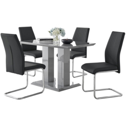 Furniturebox Molini Fontana 4 Seater Dining Set Grey Gloss Black and Chrome - Wilko - thumbnail 3