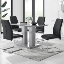 Furniturebox Molini Fontana 4 Seater Dining Set Grey Gloss Black and Chrome - Wilko - thumbnail 1
