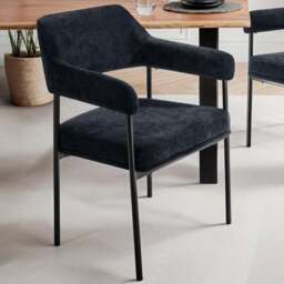 tectake Doe Set of 2 Woven Fabric Armchair - Size: Single - Black - Wilko