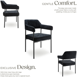 tectake Doe Set of 2 Woven Fabric Armchair - Size: Single - Black - Wilko - thumbnail 4