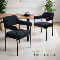tectake Doe Set of 2 Woven Fabric Armchair - Size: Single - Black - Wilko - thumbnail 5