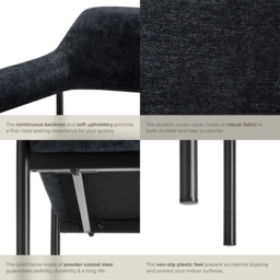 tectake Doe Set of 2 Woven Fabric Armchair - Size: Single - Black - Wilko - thumbnail 6