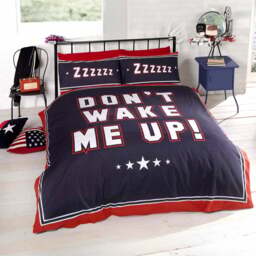 Rapport Home Don't Wake Me Up King Size Navy Duvet Cover Set - Pink - Wilko - thumbnail 1