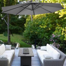 Living and Home Light Grey Garden Cantilever Parasol with Round Base 3m - Wilko - thumbnail 6