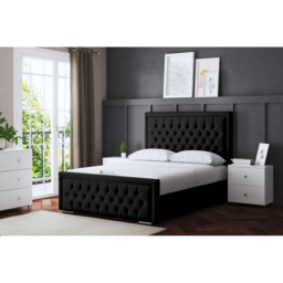 DS Living Allegra Small Double Black Upholstered Bed Frame with Headboard - Wilko - thumbnail 6
