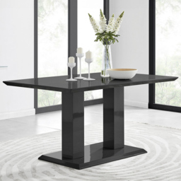 Furniturebox Molini Valera 6 Seater Dining Set Black Gloss and Cappuccino - Brown - Wilko - thumbnail 3