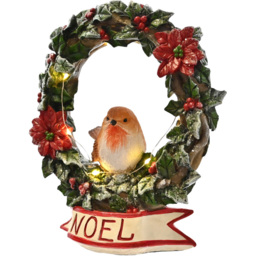 The Seasonal Gift Co. Robin Wreath Christmas Figurine - Size: 20 x 18 x 7.5cm - Green - Wilko - thumbnail 4