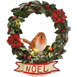 The Seasonal Gift Co. Robin Wreath Christmas Figurine - Size: 20 x 18 x 7.5cm - Green - Wilko - thumbnail 3