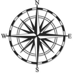 Decortie Black Compass Theme Metal Wall Art - Size: 45.0  x 45.0  x 1.5 cm - Wilko