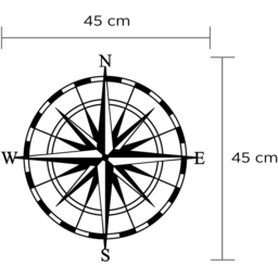 Decortie Black Compass Theme Metal Wall Art - Size: 45.0  x 45.0  x 1.5 cm - Wilko - thumbnail 7