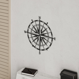 Decortie Black Compass Theme Metal Wall Art - Size: 45.0  x 45.0  x 1.5 cm - Wilko - thumbnail 4