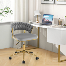 Costway Set of 2 Grey Hand Woven Swivel Desk Chair - Size: 60 x 57.5 x 52cm - Wilko - thumbnail 4