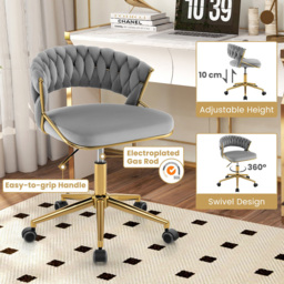 Costway Set of 2 Grey Hand Woven Swivel Desk Chair - Size: 60 x 57.5 x 52cm - Wilko - thumbnail 5
