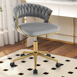 Costway Set of 2 Grey Hand Woven Swivel Desk Chair - Size: 60 x 57.5 x 52cm - Wilko