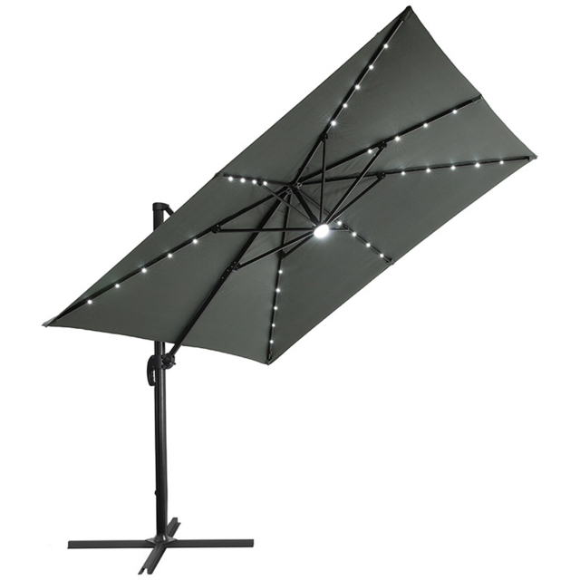 Living and Home Dark Grey Square LED Rotatable Cantilever Parasol 3m - Wilko - image 1
