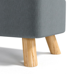 Living and Home Grey Rectangular Tofu Shaped Footrest with Wooden Legs - Size: 26 x 57 x 28cm - Wilko - thumbnail 5