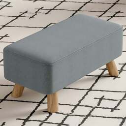 Living and Home Grey Rectangular Tofu Shaped Footrest with Wooden Legs - Size: 26 x 57 x 28cm - Wilko - thumbnail 1