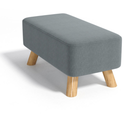 Living and Home Grey Rectangular Tofu Shaped Footrest with Wooden Legs - Size: 26 x 57 x 28cm - Wilko - thumbnail 3