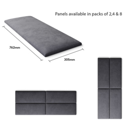 Aspire EasyMount Steel Plush Velvet Upholstered Wall Mounted Headboard Panels 8 Pack - Silver - Aspire Beds - Wilko - thumbnail 6