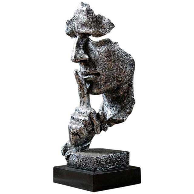 Living and Home Creative Silence is Golden Figurine Tabletop Decor - Size: 34.5 x 13 x 12cm - Silver - Wilko - image 1