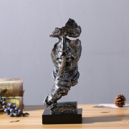 Living and Home Creative Silence is Golden Figurine Tabletop Decor - Size: 34.5 x 13 x 12cm - Silver - Wilko - thumbnail 4
