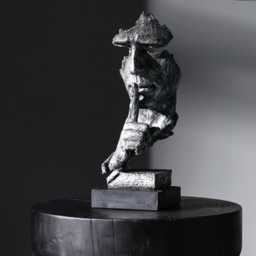 Living and Home Creative Silence is Golden Figurine Tabletop Decor - Size: 34.5 x 13 x 12cm - Silver - Wilko - thumbnail 3