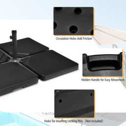 Costway Portable Square Outdoor Umbrella Base with Handle 4 Piece - Size: 53 x 52 x 31cm - Multi - Wilko - thumbnail 7