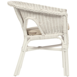 Desser Furniture White Wicker Adult Size Loom Chair with Cushion - Size: Single - Cream - Wilko - thumbnail 6