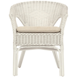 Desser Furniture White Wicker Adult Size Loom Chair with Cushion - Size: Single - Cream - Wilko - thumbnail 4