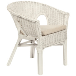 Desser Furniture White Wicker Adult Size Loom Chair with Cushion - Size: Single - Cream - Wilko - thumbnail 3