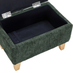Living and Home Green Chenille Upholstered Storage Ottoman - Size: 36 x 49 x 33cm - Wilko - thumbnail 7