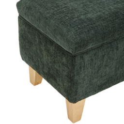 Living and Home Green Chenille Upholstered Storage Ottoman - Size: 36 x 49 x 33cm - Wilko - thumbnail 4