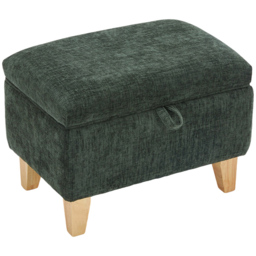 Living and Home Green Chenille Upholstered Storage Ottoman - Size: 36 x 49 x 33cm - Wilko - thumbnail 3