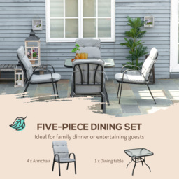 Outsunny 4 Seater Black and Grey Garden Dining Set - Wilko - thumbnail 6