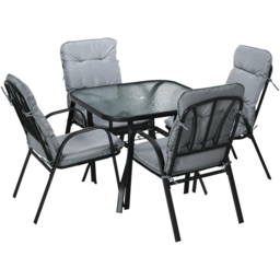 Outsunny 4 Seater Black and Grey Garden Dining Set - Wilko - thumbnail 3