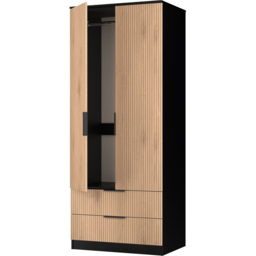 Crowndale Java 2 Door 2 Drawer Slatt Effect and Black Wardrobe - Size: 2 Door, 2 Drawer - Wilko - thumbnail 6
