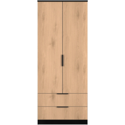 Crowndale Java 2 Door 2 Drawer Slatt Effect and Black Wardrobe - Size: 2 Door, 2 Drawer - Wilko - thumbnail 3