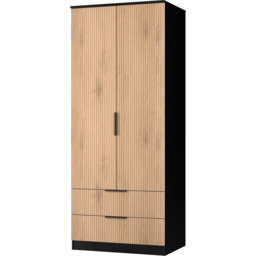 Crowndale Java 2 Door 2 Drawer Slatt Effect and Black Wardrobe - Size: 2 Door, 2 Drawer - Wilko - thumbnail 5