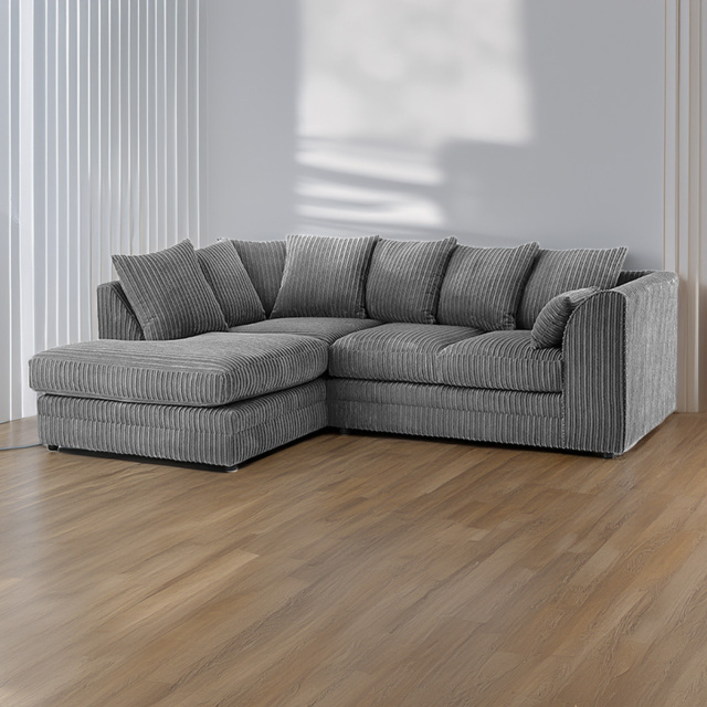 Portland Luxor 4 Seater Grey Jumbo Cord Left Hand L Shape Corner Sofa - Wilko - image 1