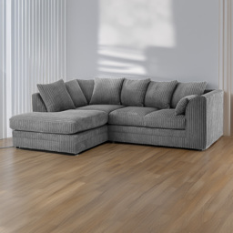 Portland Luxor 4 Seater Grey Jumbo Cord Left Hand L Shape Corner Sofa - Wilko - thumbnail 1
