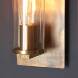Merano Palermo Bronze Patina and Clear Glass Wall Lamp - Size: 13.8 x 14 x 25cm - Brown - Wilko - thumbnail 6