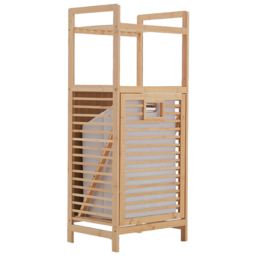 Living and Home Bamboo Laundry Basket with Liner Bag - Size: 30 x 40 x 95cm - Wood - Wilko - thumbnail 4