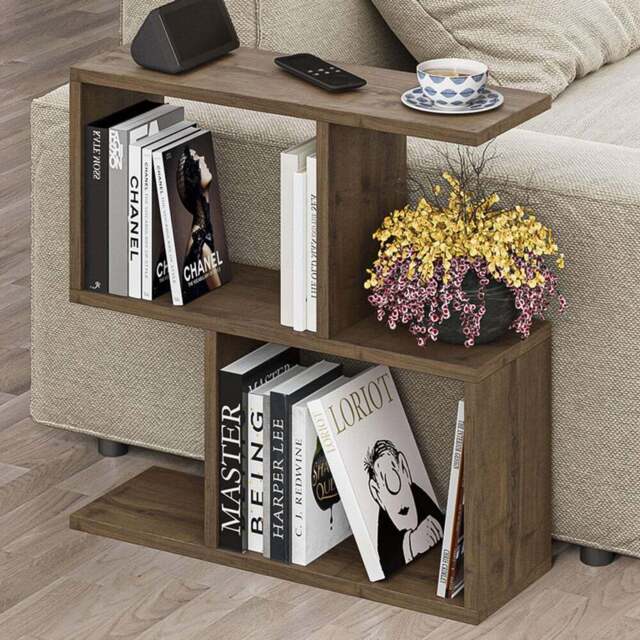 Decortie Homemania 4 Shelf Dark Oak Effect Wooden Side Table - Size: 60 x 60 x 19.5cm - Brown - Wilko - image 1