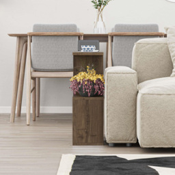 Decortie Homemania 4 Shelf Dark Oak Effect Wooden Side Table - Size: 60 x 60 x 19.5cm - Brown - Wilko - thumbnail 5