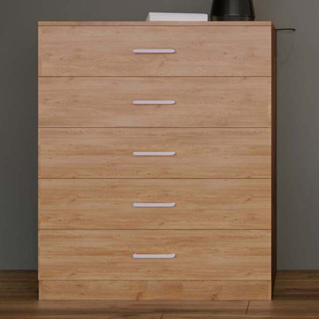 Seconique Dakota 5 Drawer Oak Effect Storage Chest - Wilko - image 1