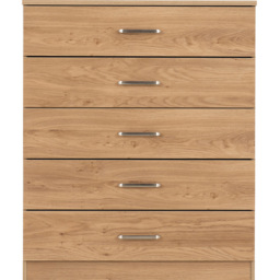Seconique Dakota 5 Drawer Oak Effect Storage Chest - Wilko - thumbnail 4