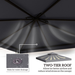 Outsunny 3 x 3m 2-Tier Deep Grey Gazebo Canopy Replacement Cover - Wilko - thumbnail 4